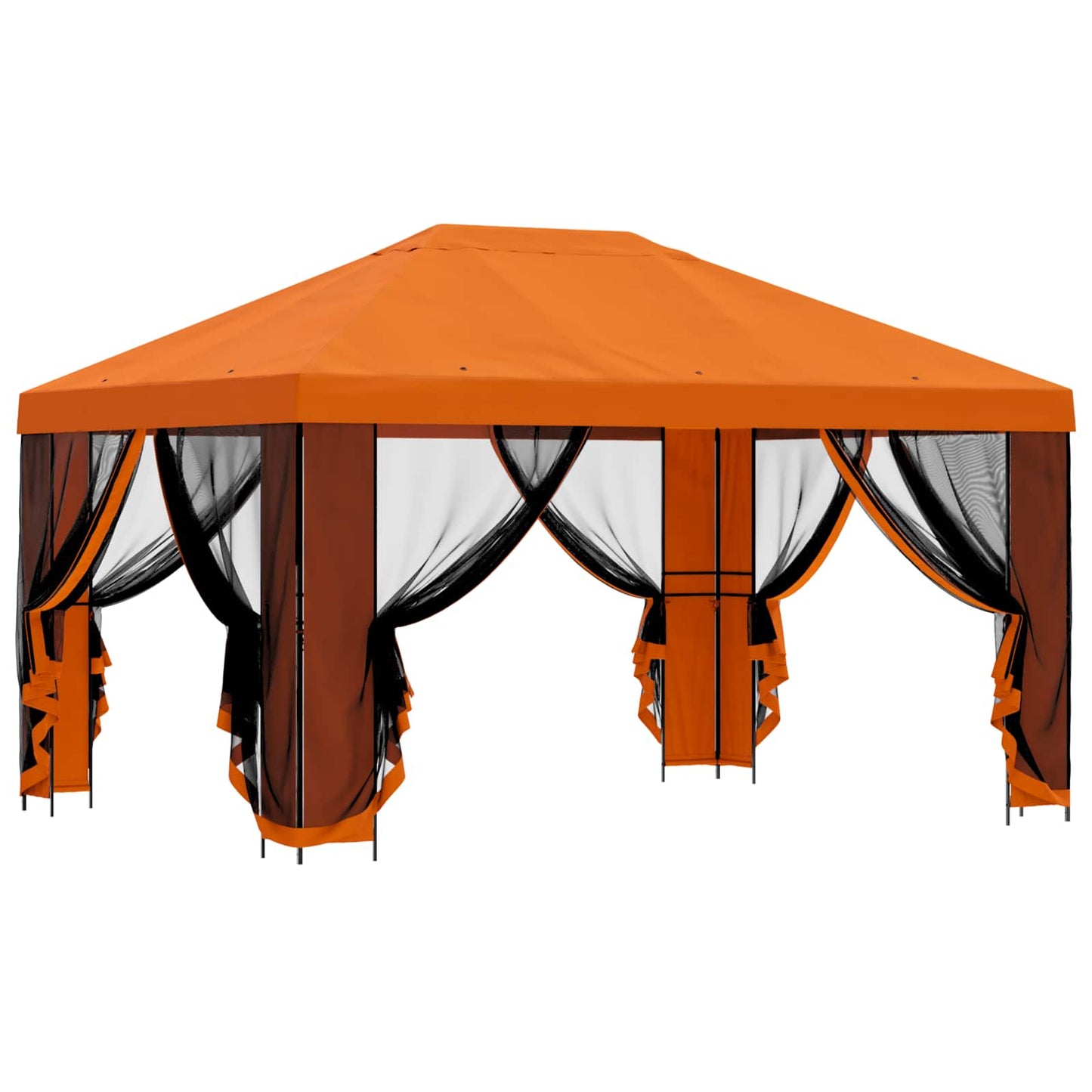 Gazebo da giardino con pareti laterali 4 × 3 m Arancione | homemem39