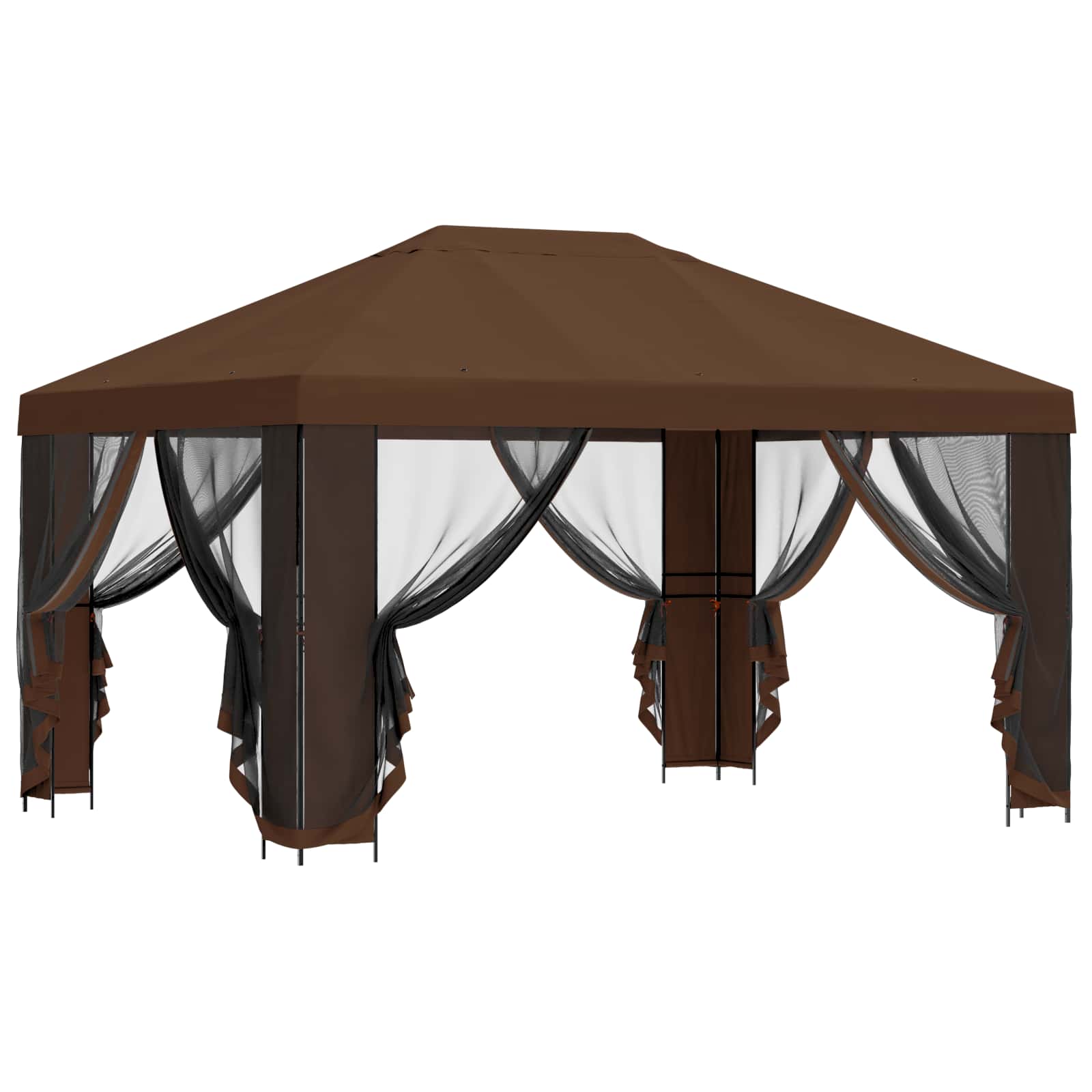 Gazebo da giardino con pareti laterali 4 × 3 m Marrone | homemem39