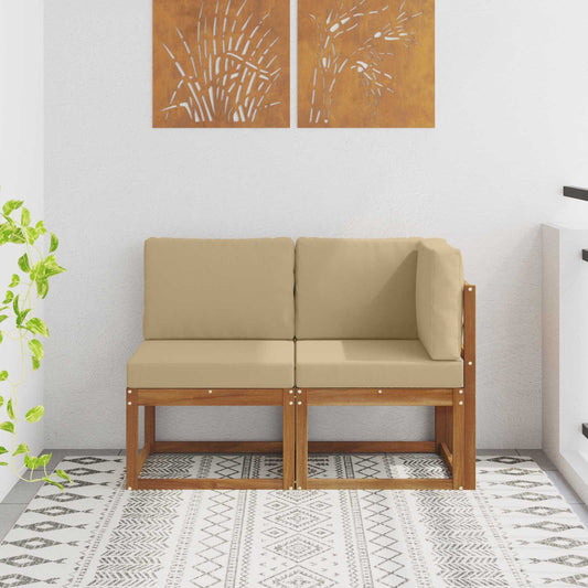 Divano modulare da esterno e angolare 2 Pezzo Naturale e Beige | homemem39