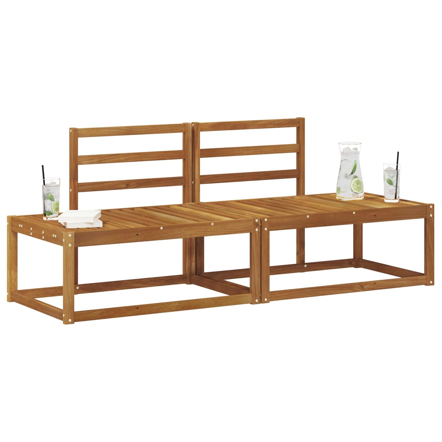 Divano da Esterno 2 Pezzo Naturale 182,5 x 63 x 73 cm | homemem39