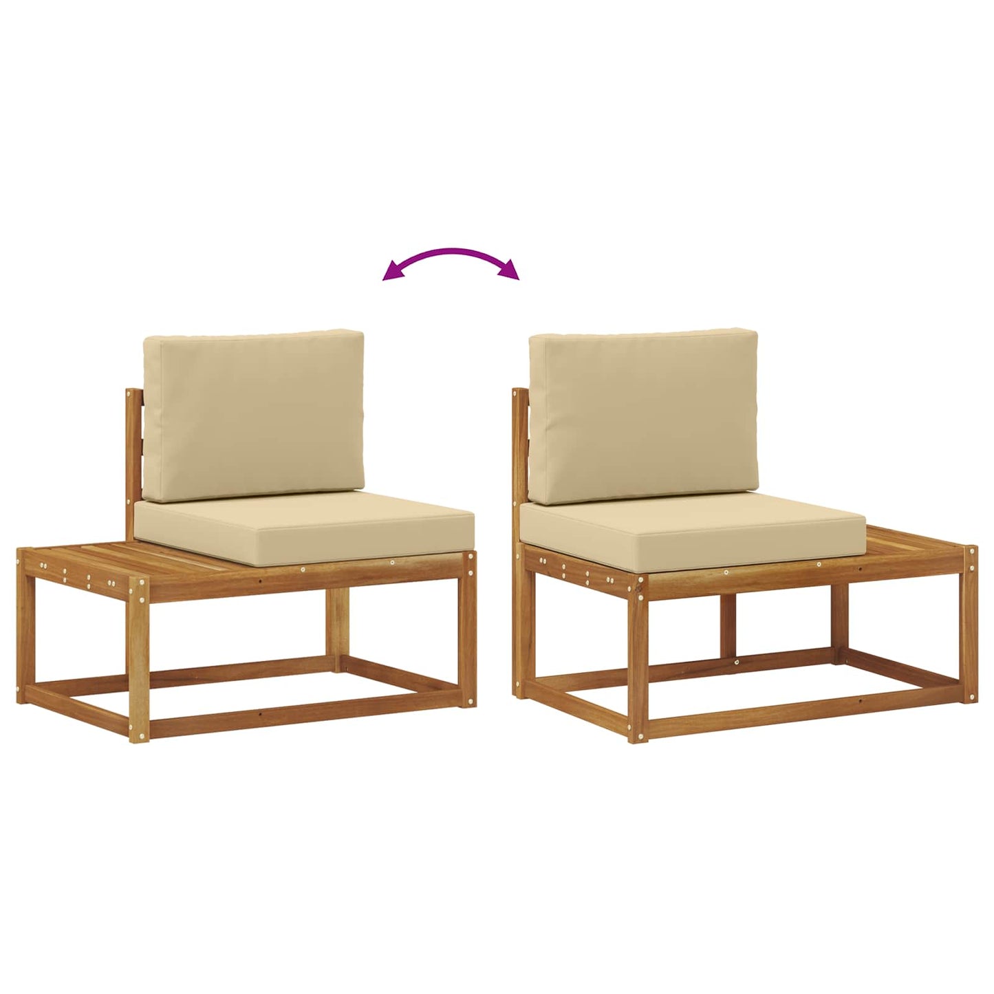 Divano da Esterno con cuscino 2 Pezzo Naturale e Beige | homemem39