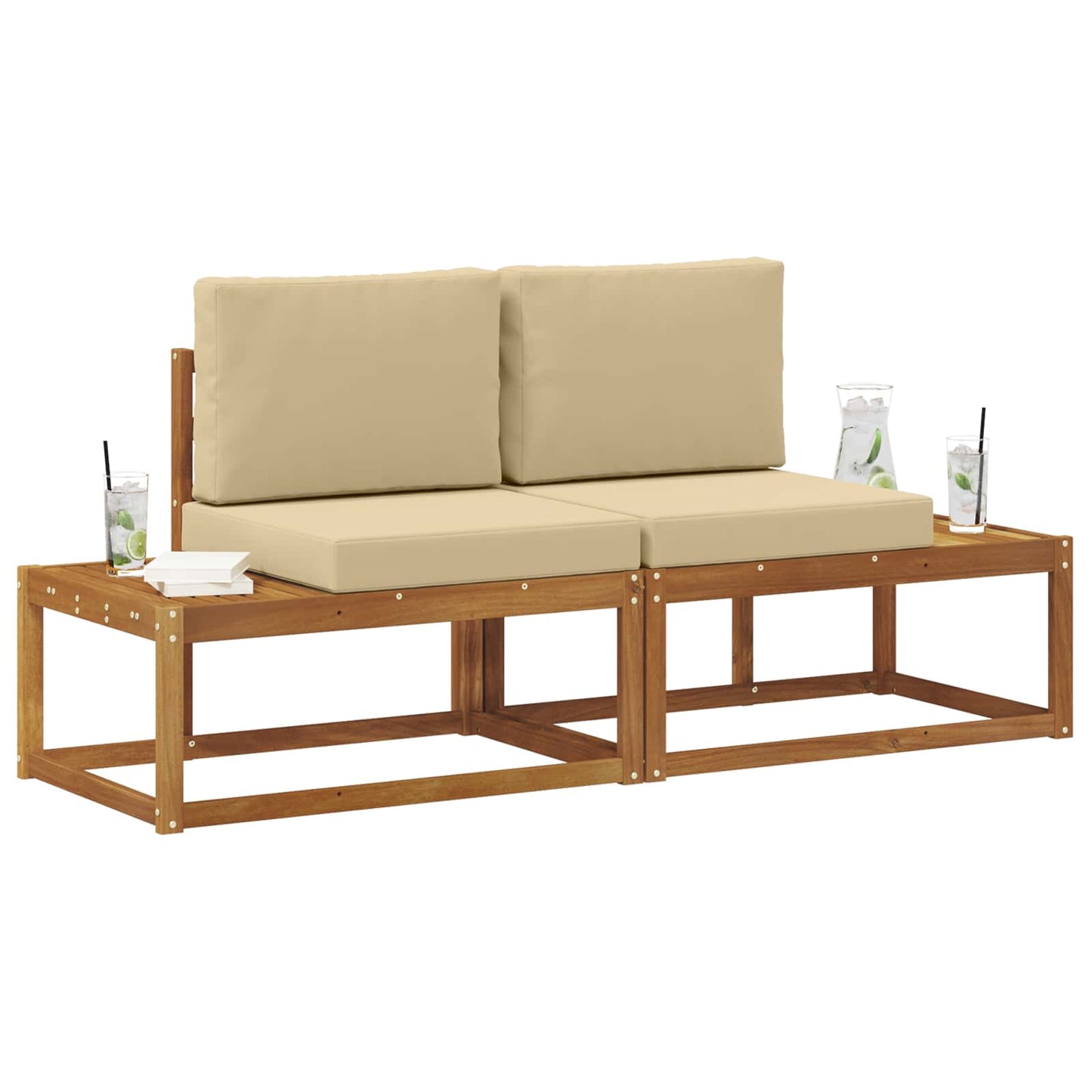 Divano da Esterno con cuscino 2 Pezzo Naturale e Beige | homemem39