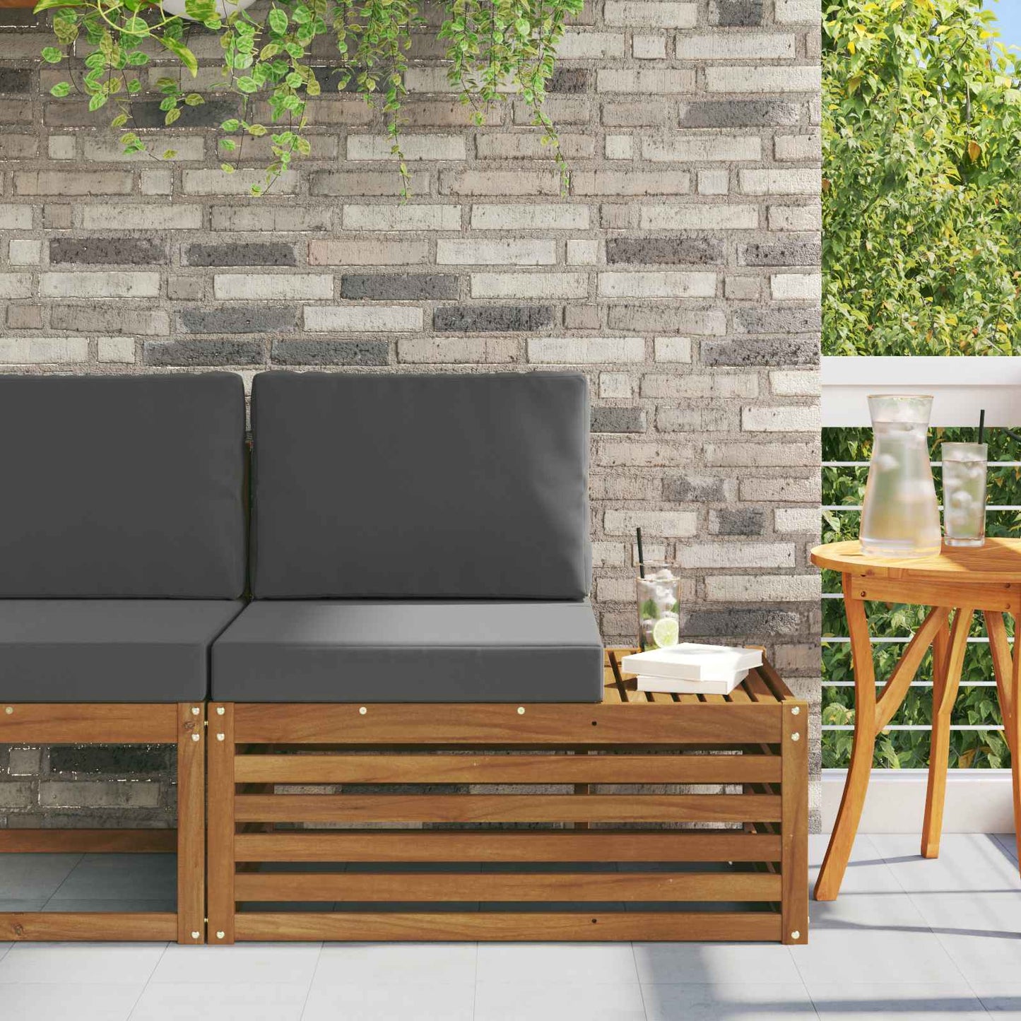 Divano Esterno Finale con cuscino Naturale 91 x 63 x 73 cm | homemem39