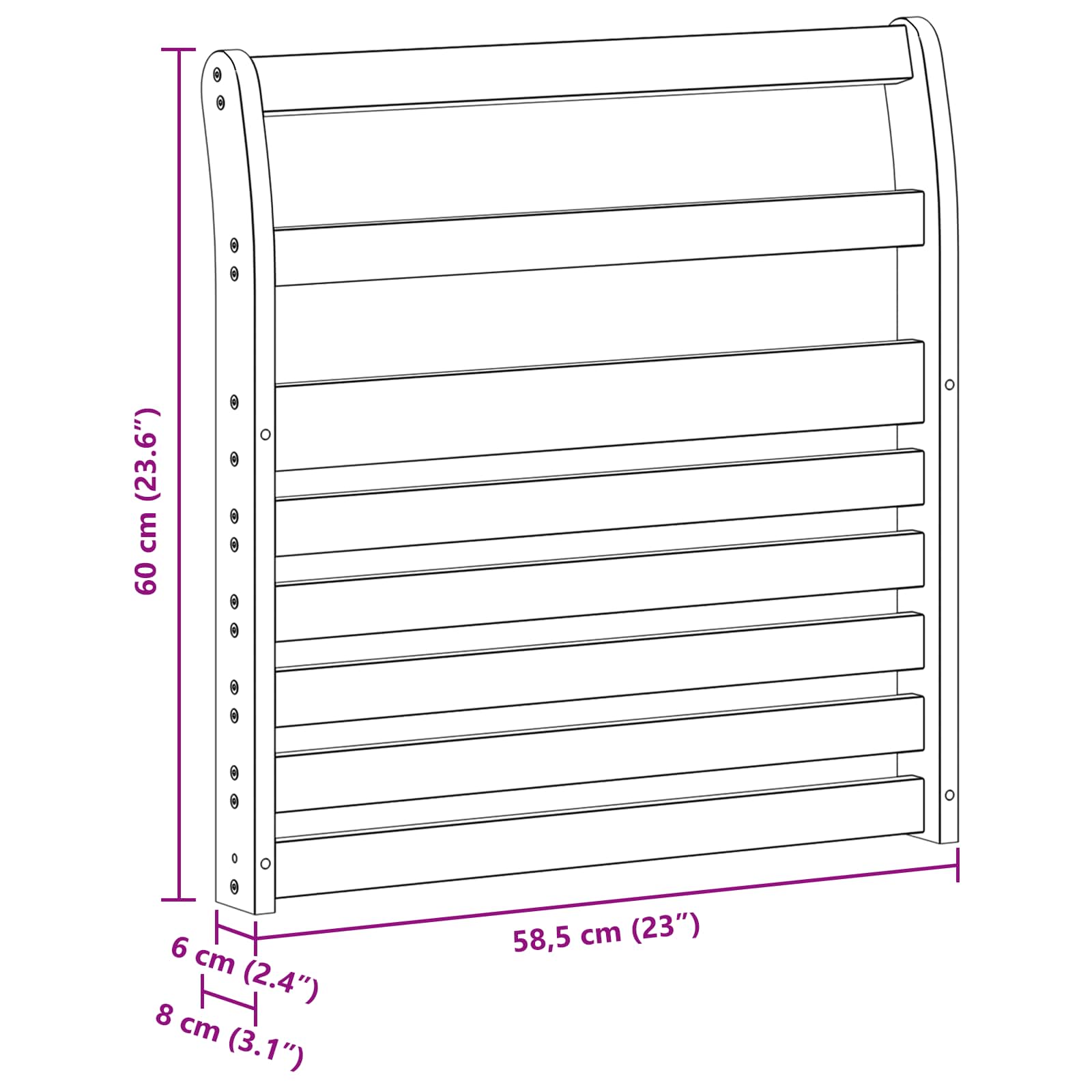 Bracciolo 2 pcs Naturale 58,5 x 8 x 60 cm | homemem39