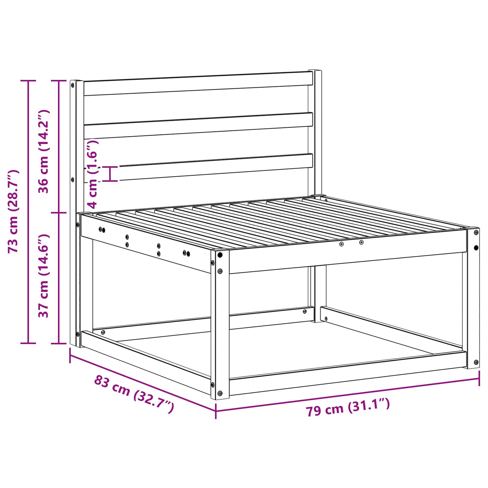 Divano centrale per esterno Naturale 79 x 83 x 73 cm | homemem39