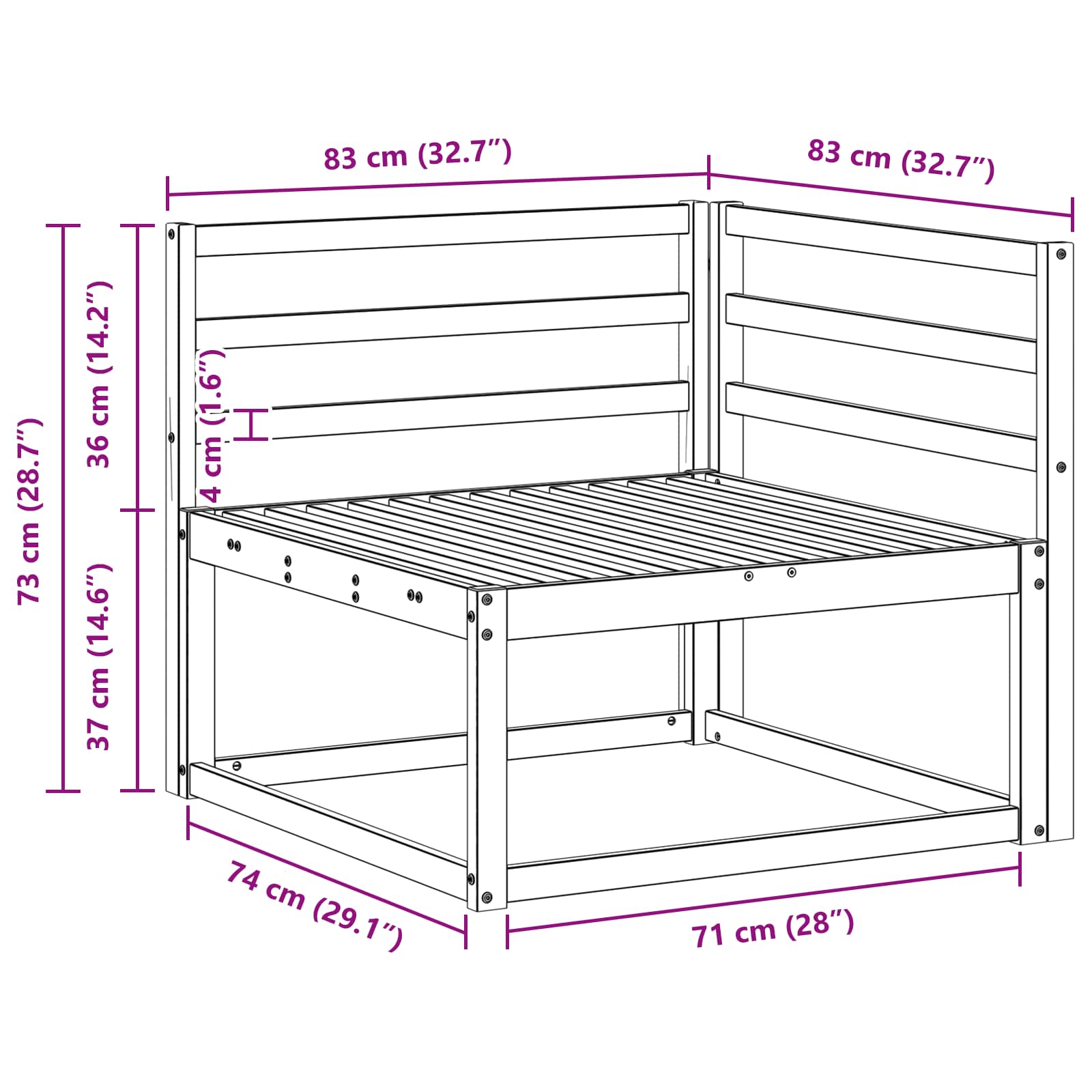 Divano Angolare da Esterno Naturale 83 x 83 x 73 cm | homemem39