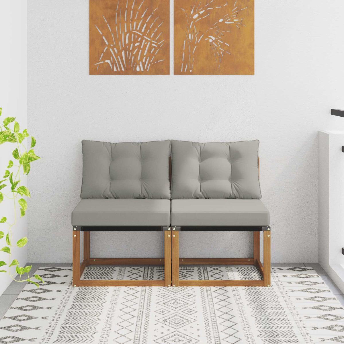 2 Pezzo Divano centrale per esterno Naturale 158 x 83 x 73 cm