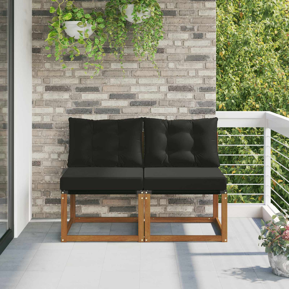 2 Pezzo Divano centrale per esterno Naturale 158 x 83 x 73 cm