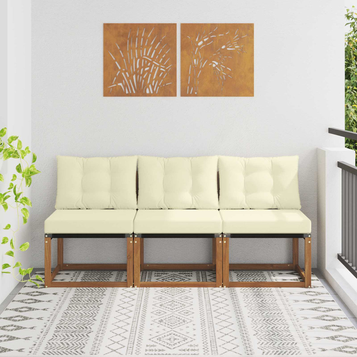 2 Pezzo Divano centrale per esterno Naturale 158 x 83 x 73 cm