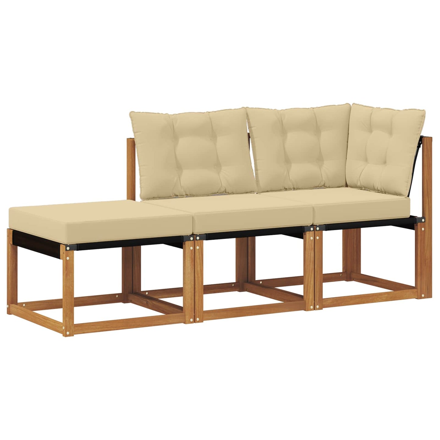Divano modulare da esterno con cuscino 3 Pezzo Naturale e Beige | homemem39