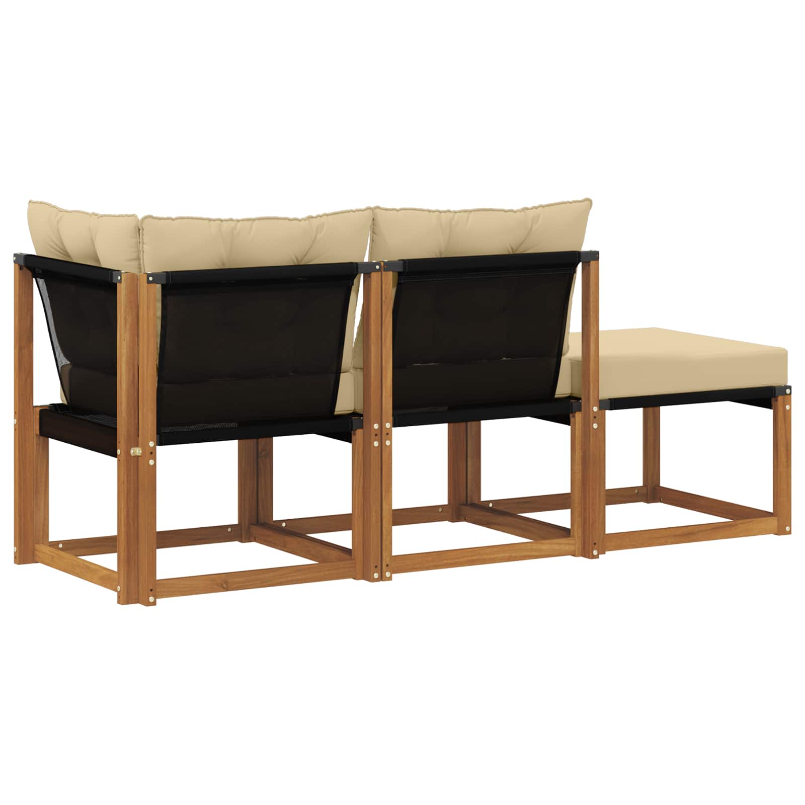 Divano modulare da esterno con cuscino 3 Pezzo Naturale e Beige | homemem39