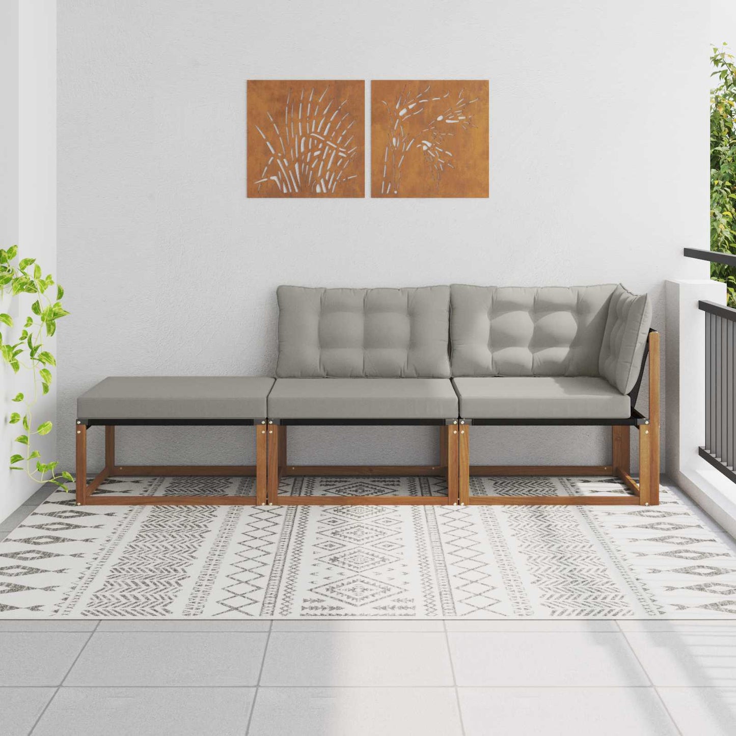 11 pz Set di divani da esterno Legno di Acacia Massello Marrone