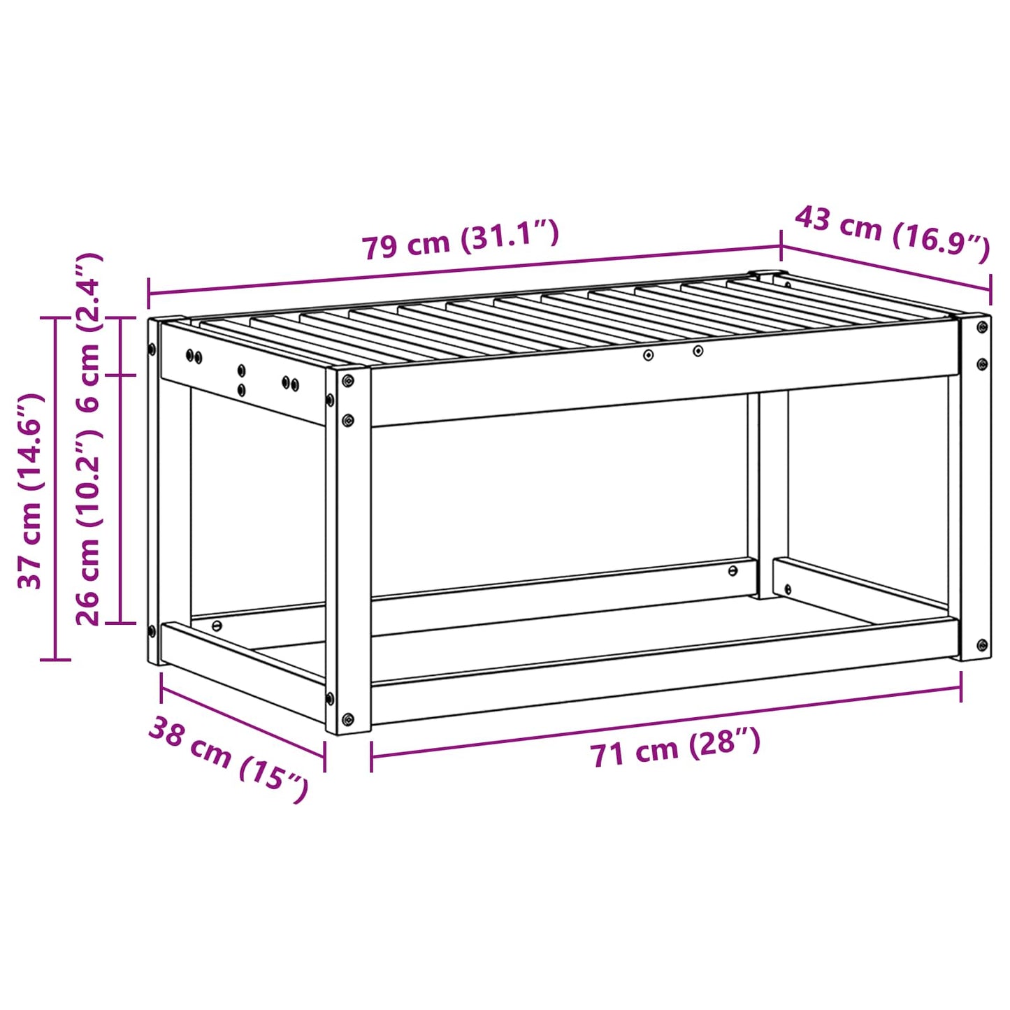 Sgabello da Esterno Naturale 79 x 43 x 37 cm | homemem39
