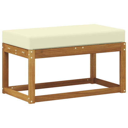 Panca da giardino con cuscino Naturale e Crema 79 x 43 x 37 cm