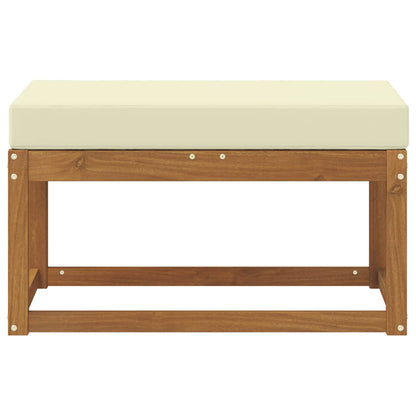 Panca da giardino con cuscino Naturale e Crema 79 x 43 x 37 cm | homemem39