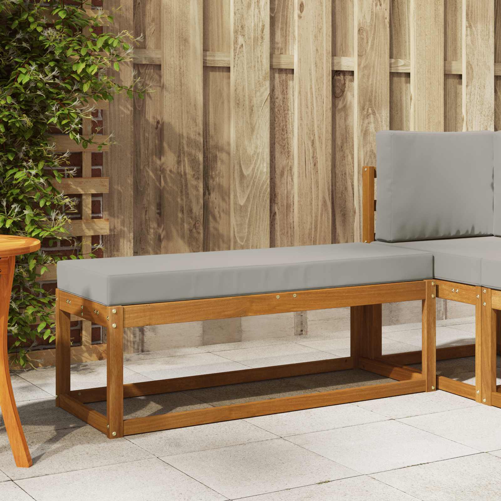 Panca Sgabello Grigio Naturale e Chiaro 115 x 43 x 37 cm | homemem39