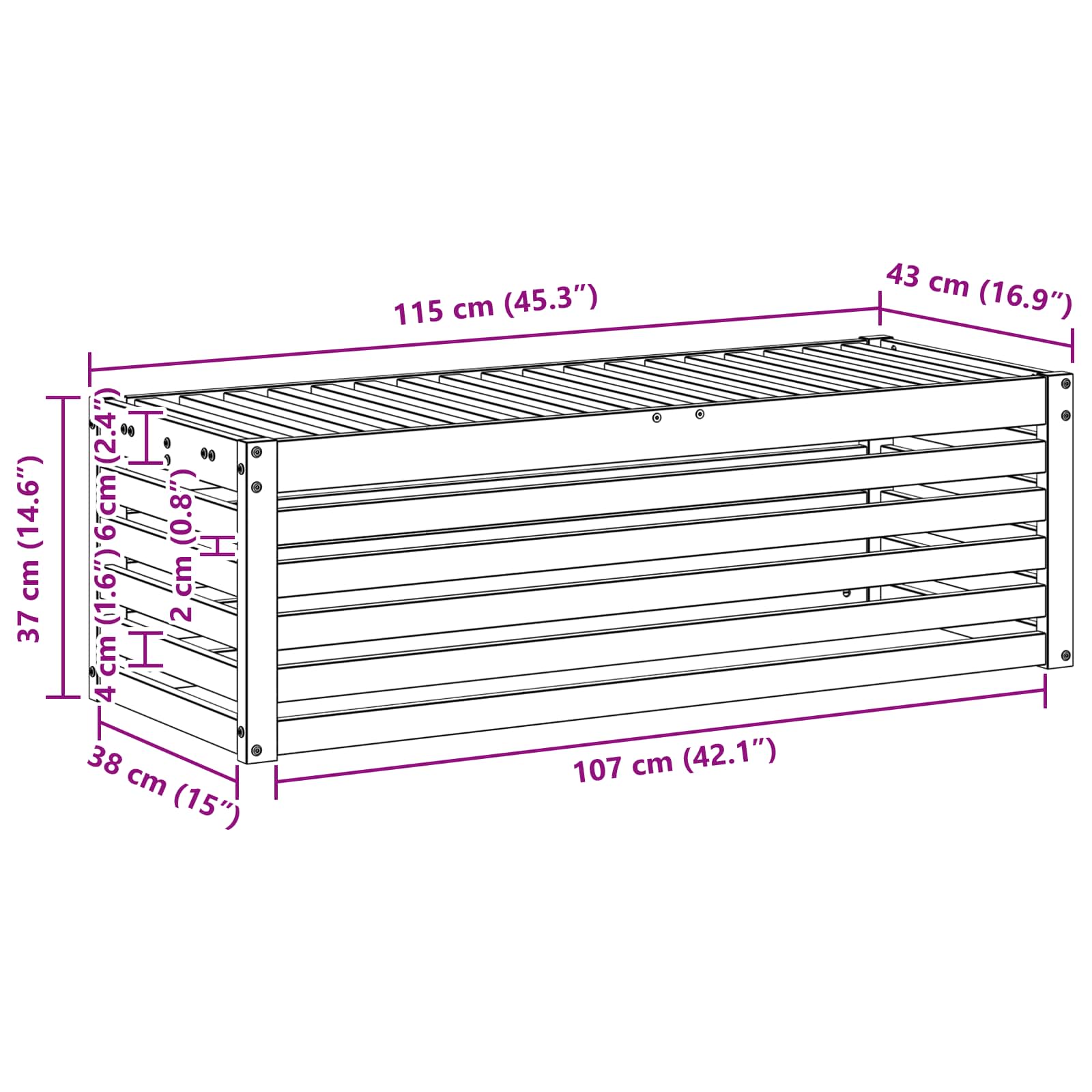 Panca da esterno Naturale 115 x 43 x 37 cm | homemem39