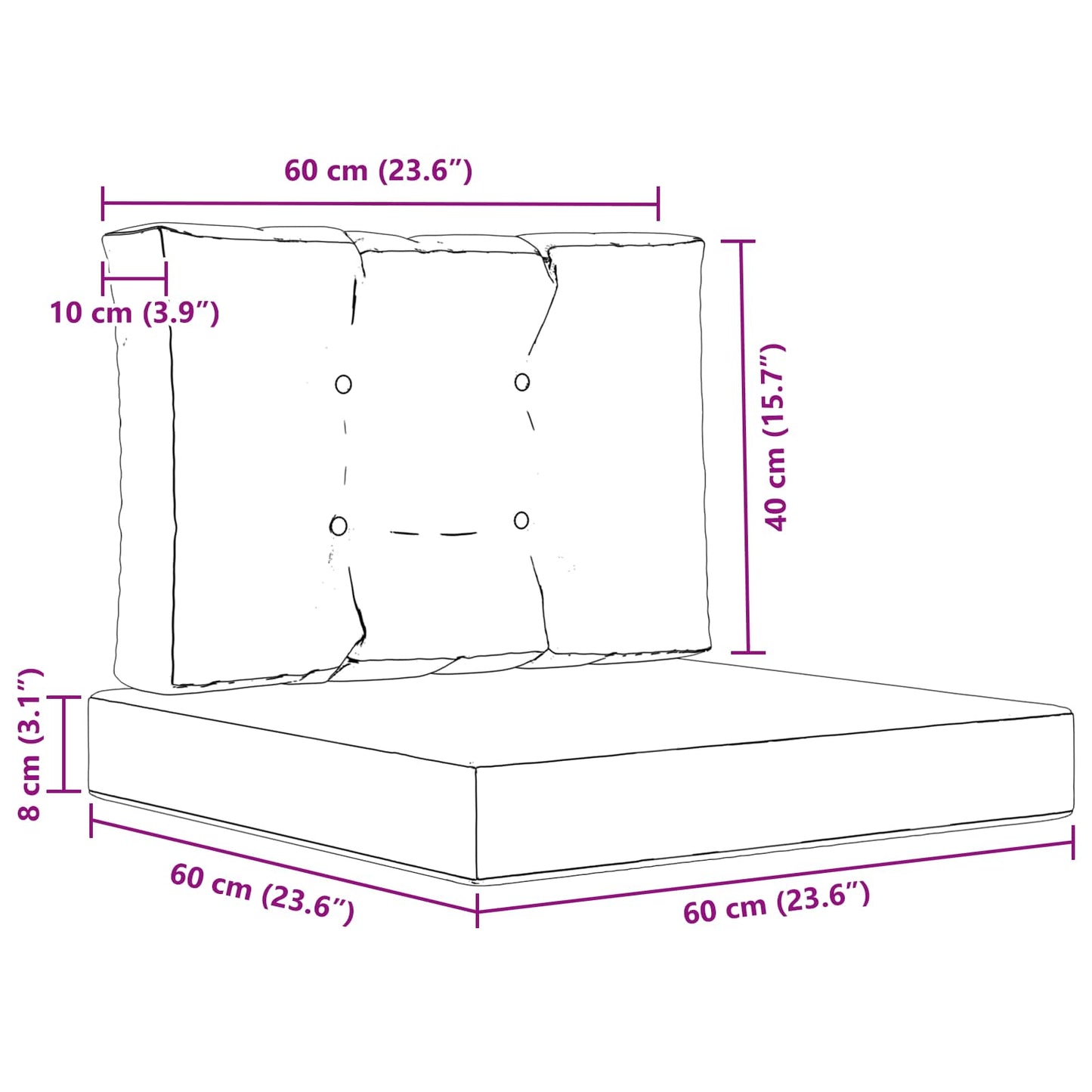 Cuscino per divano da esterno 2 pcs Blu Reale Poliestere