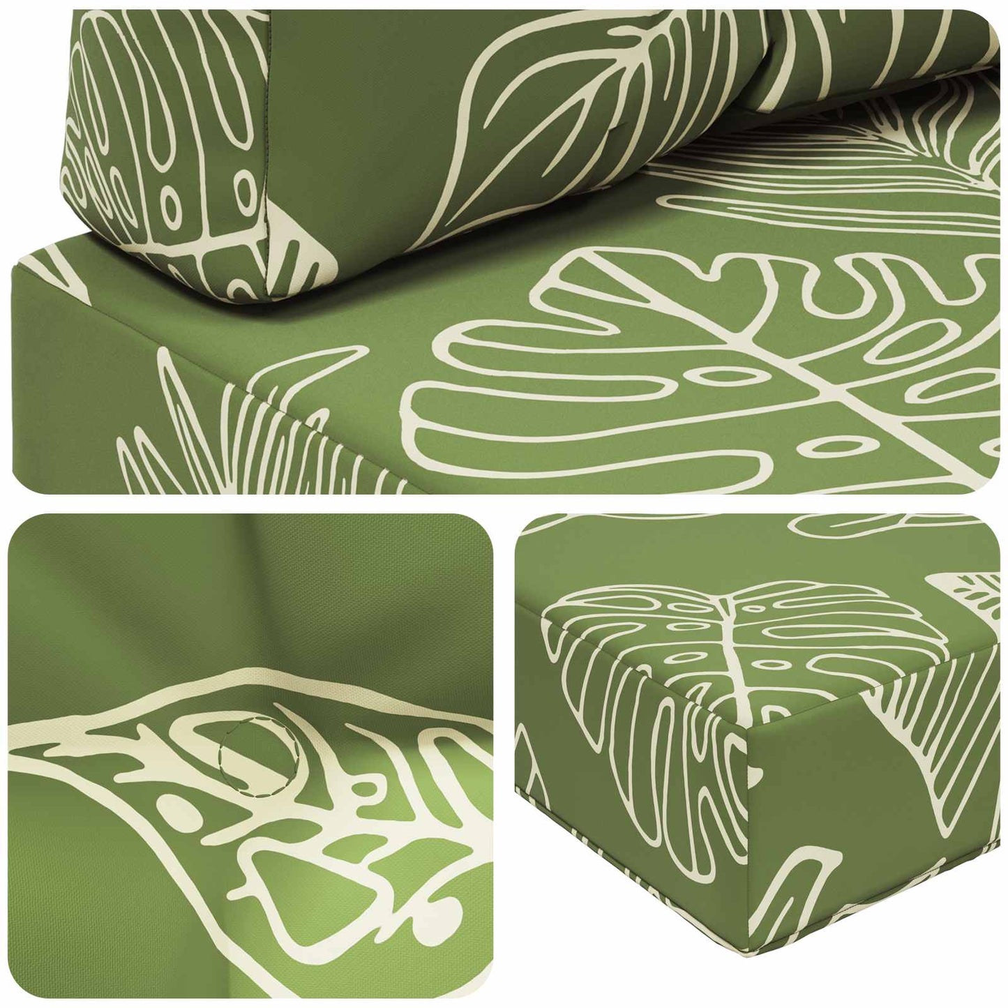 Cuscino per divano da esterno 3 pcs Design a foglia Poliestere