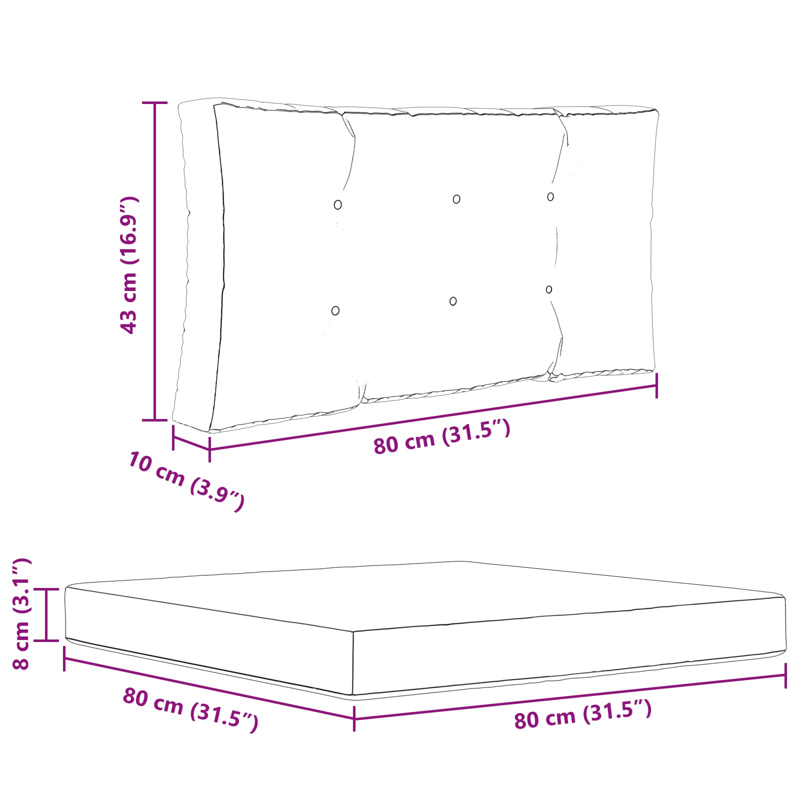 Cuscino per divano da esterno 3 pcs Rosa Poliestere | homemem39