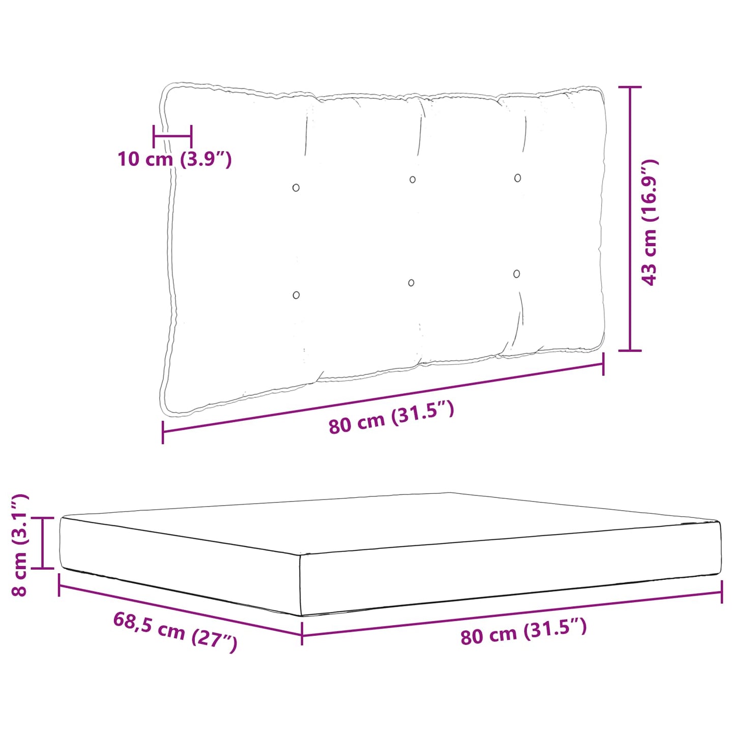 Cuscino per divano da esterno Poliestere Verde 80 x 68,5 x 8 cm | homemem39