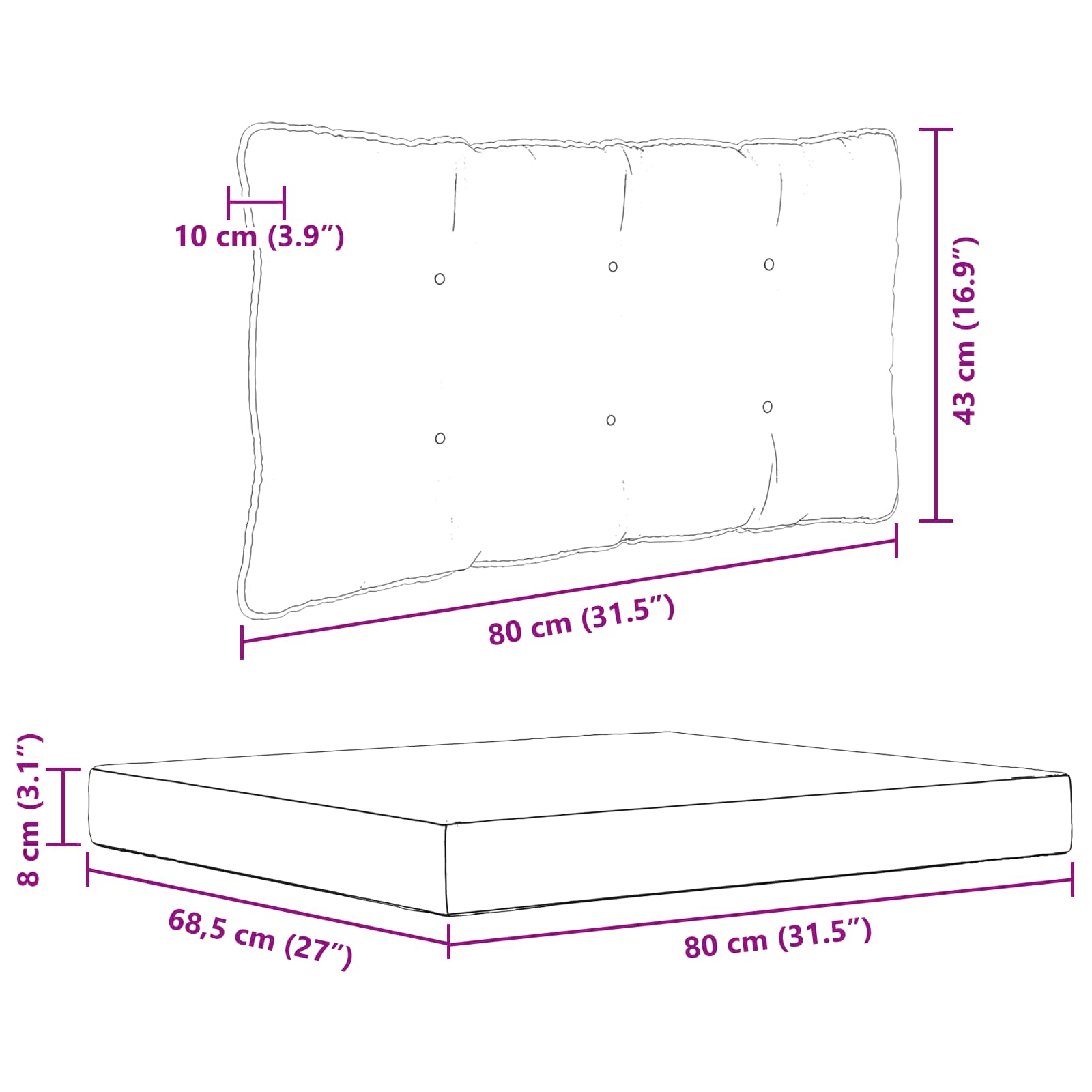 Cuscino per divano da esterno Poliestere Rosso 80 x 68,5 x 8 cm | homemem39