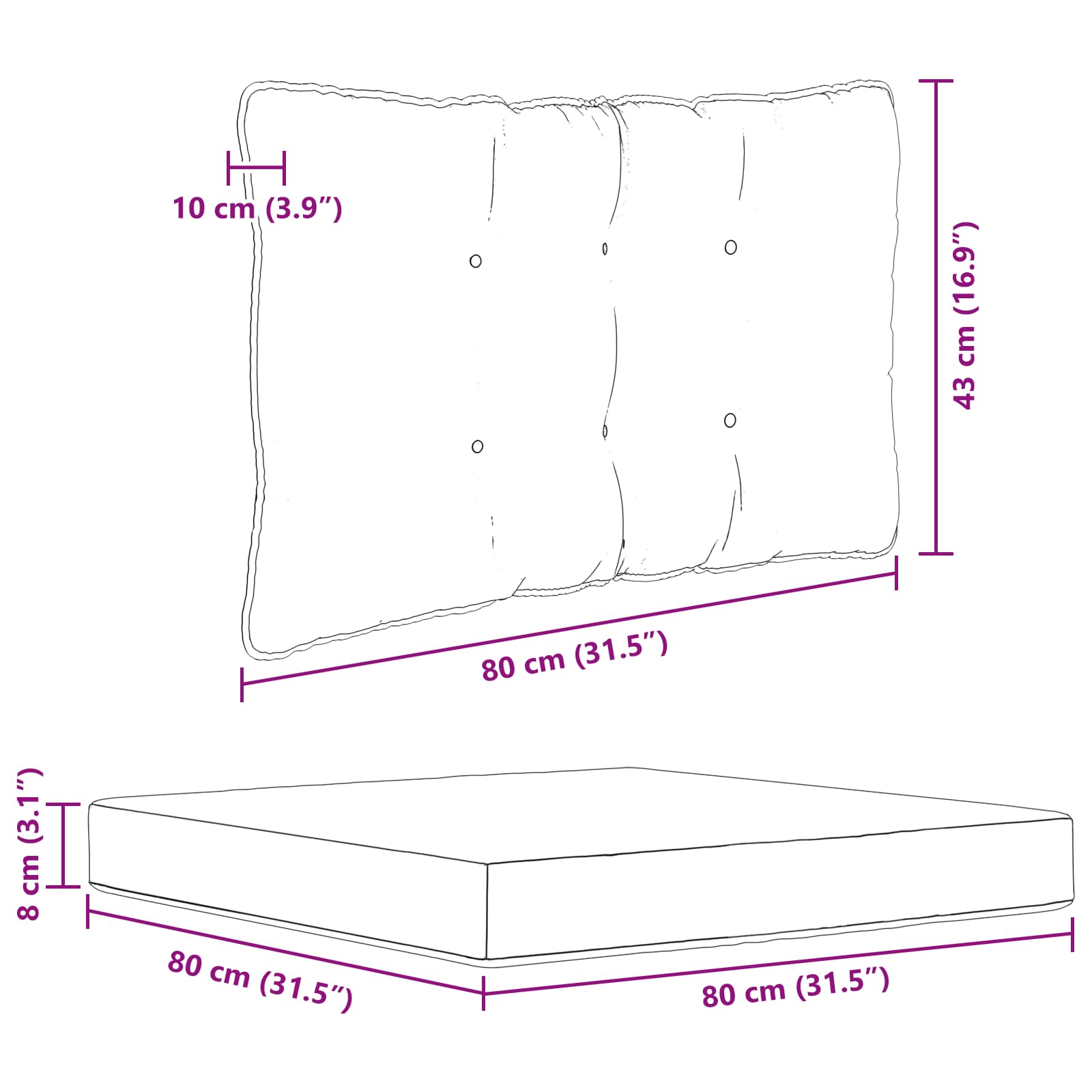 Cuscino per divano da esterno Poliestere Verde 80 x 43 x 10 cm | homemem39