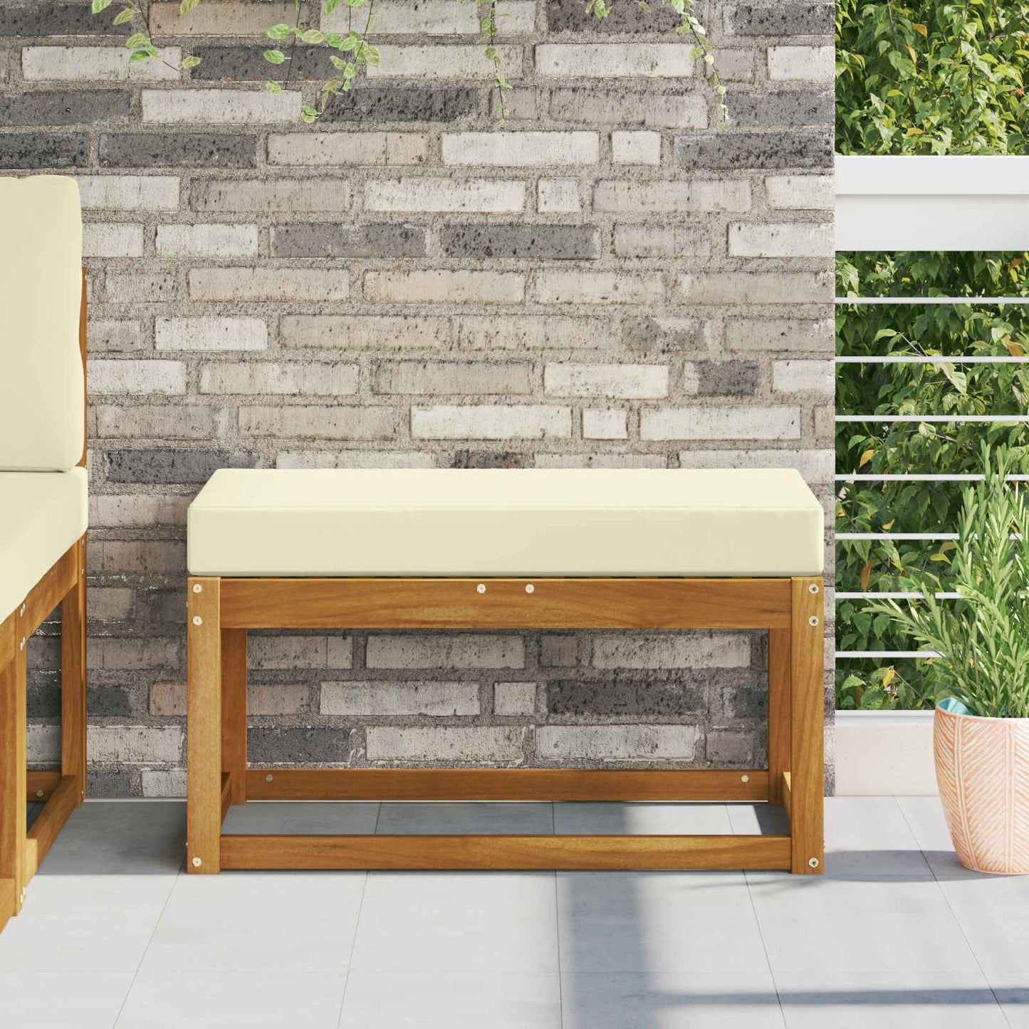 Cuscino da Sedia Esterno Crema 80 x 40 x 8 cm 100% Poliestere