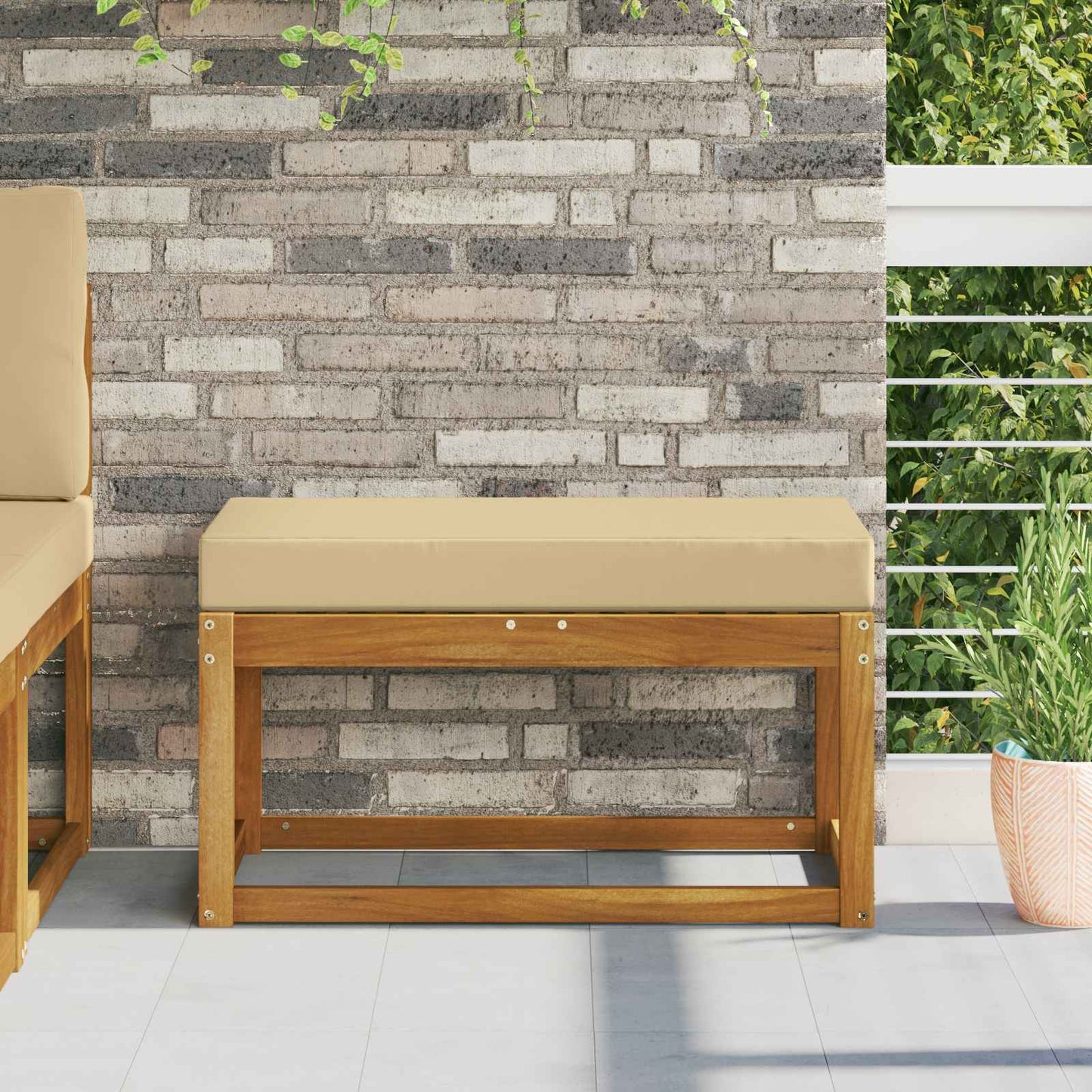 Cuscino da Sedia Esterno Beige 80 x 40 x 8 cm 100% Poliestere
