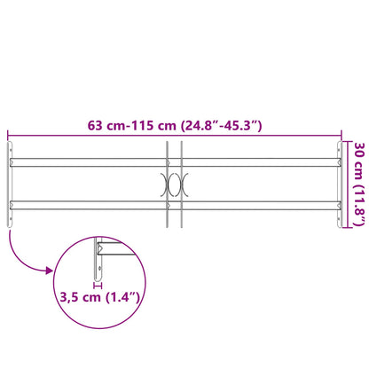 Griglia Finestra Nero 115 x 30 cm Acciaio verniciato a polvere