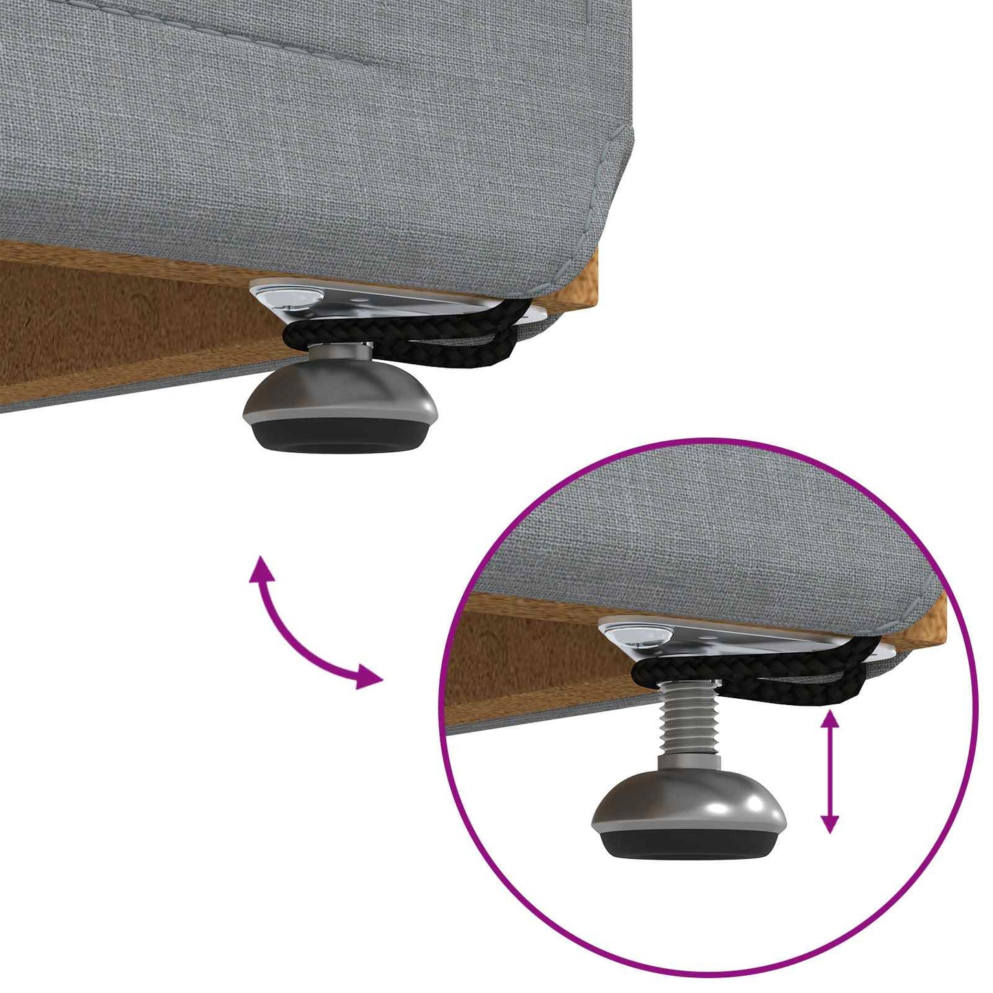 Pouf Grigio chiaro Tessuto e Legno Ingegnerizzato