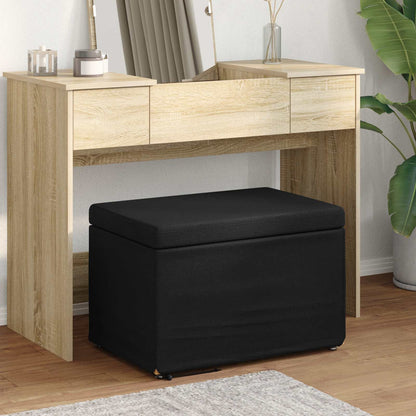Pouf Nero 61 x 41 x 40 cm Tessuto e Legno Ingegnerizzato