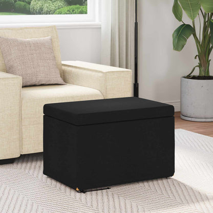 Pouf Nero 61 x 41 x 40 cm Tessuto e Legno Ingegnerizzato