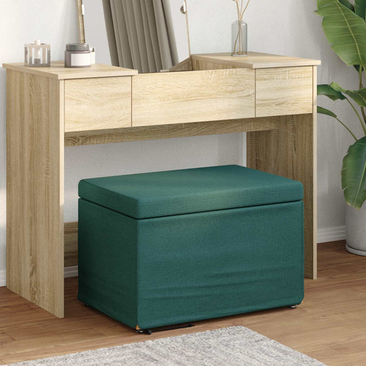 Pouf Verde Scuro 61 x 41 x 40 cm Tessuto e Legno Ingegnerizzato