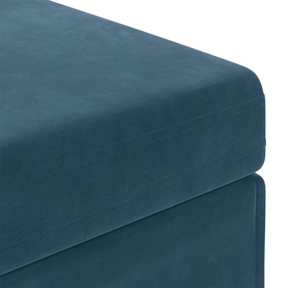 Pouf Blu 61 x 41 x 40 cm Velluto e Legno Ingegnerizzato