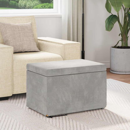 Pouf Grigio chiaro Velluto e Legno Ingegnerizzato
