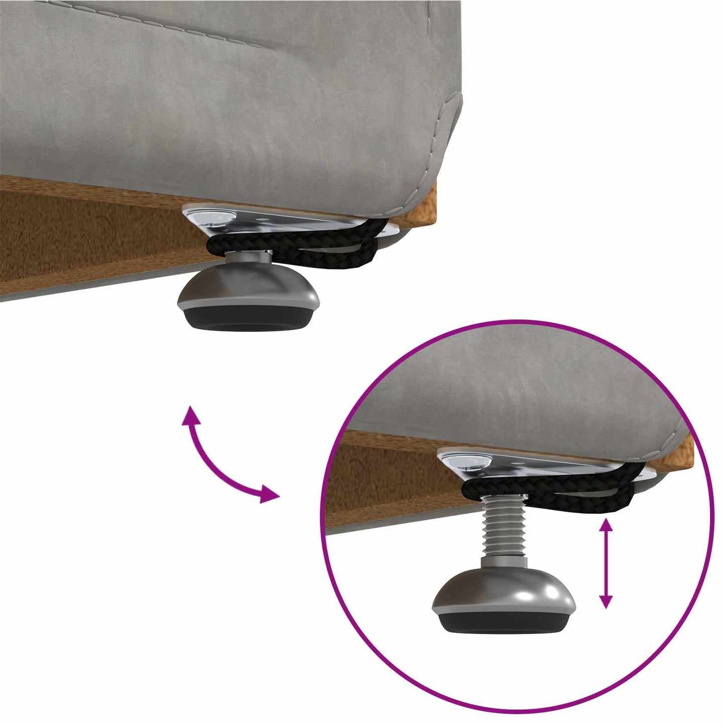 Pouf Grigio chiaro Velluto e Legno Ingegnerizzato