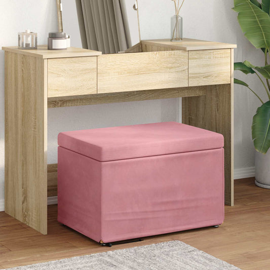 Pouf Rosa 61 x 41 x 40 cm Velluto e Legno Ingegnerizzato - homemem39