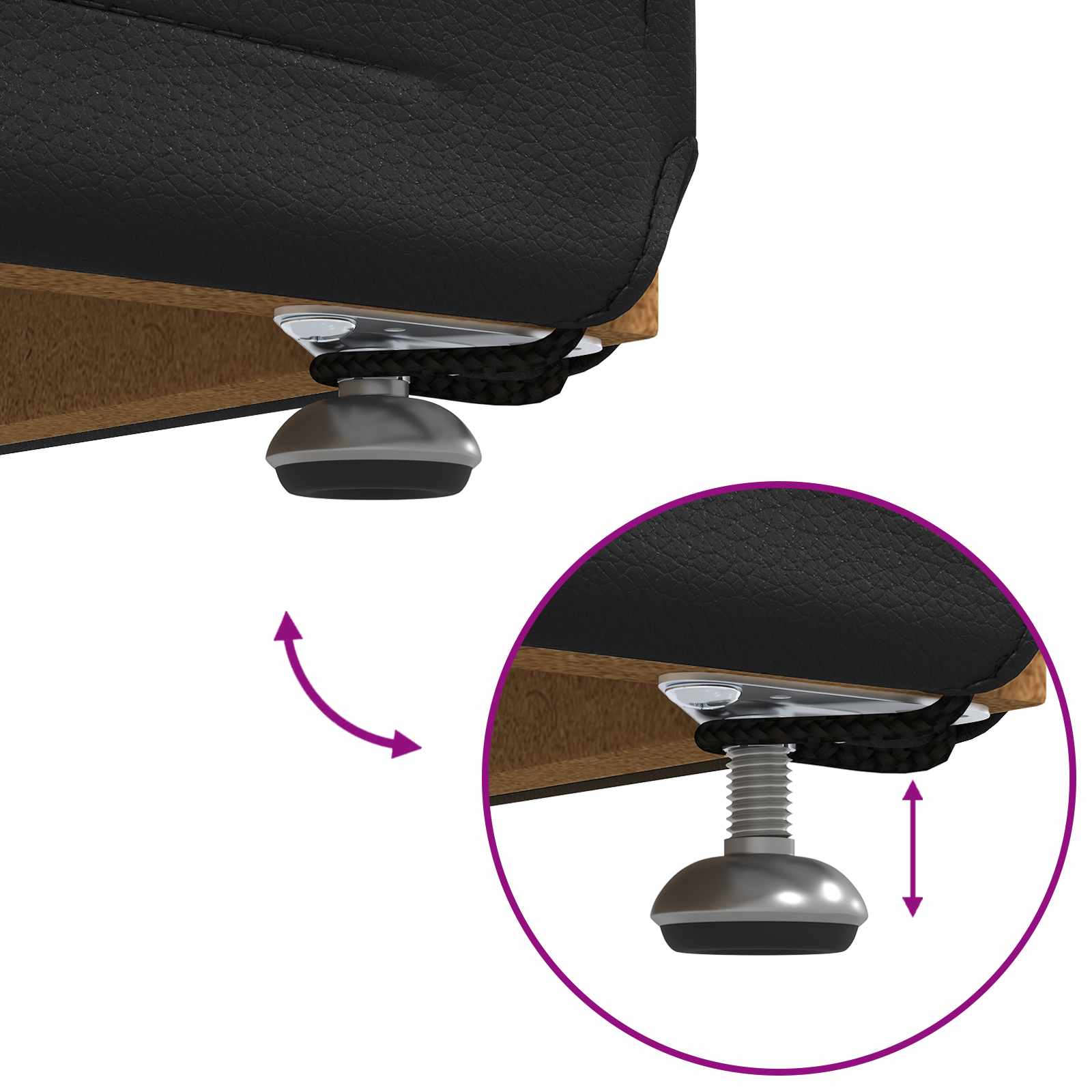 Pouf Nero Pelle Sintetica e Legno Ingegnerizzato - homemem39