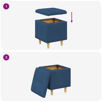 Pouf con Storage Blu 40 x 40 x 45 cm Tessuto | homemem39