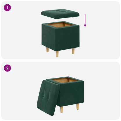 Pouf con Storage Verde Scuro 40 x 40 x 45 cm Velluto | homemem39