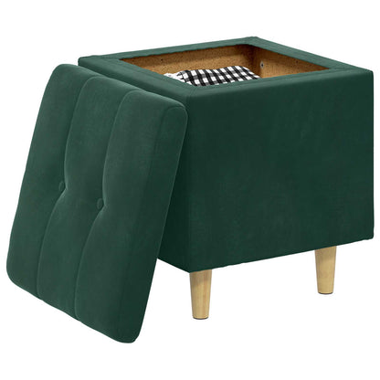 Pouf con Storage Verde Scuro 40 x 40 x 45 cm Velluto