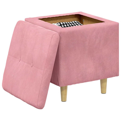 Pouf con Storage Rosa 40 x 40 x 45 cm Velluto | homemem39
