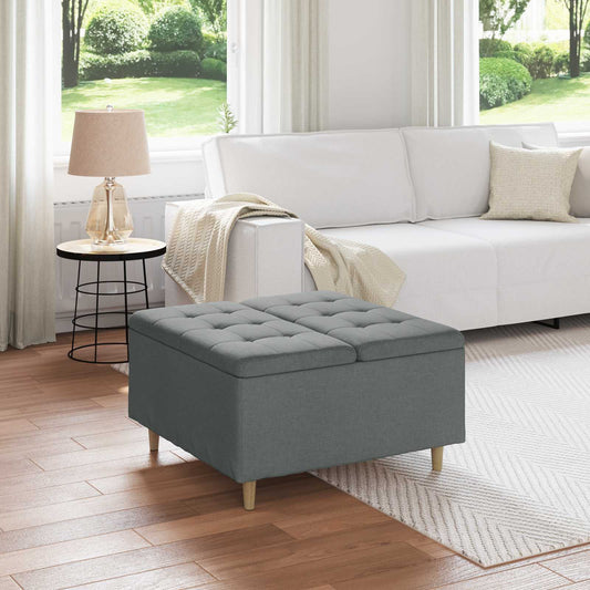 Pouf contenitore Grigio scuro 80 x 80 x 45 cm Tessuto - homemem39