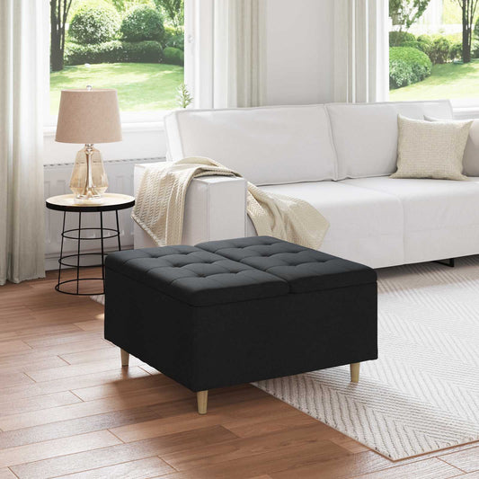 Pouf contenitore con cuscino Nero 80 x 80 x 45 cm Tessuto - homemem39