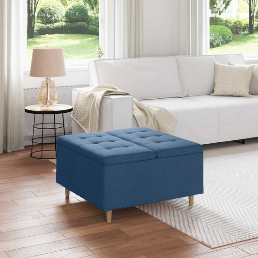 Pouf contenitore con cuscino Blu 80 x 80 x 45 cm Tessuto - homemem39