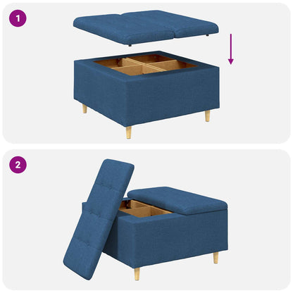 Pouf contenitore con cuscino Blu 80 x 80 x 45 cm Tessuto | homemem39