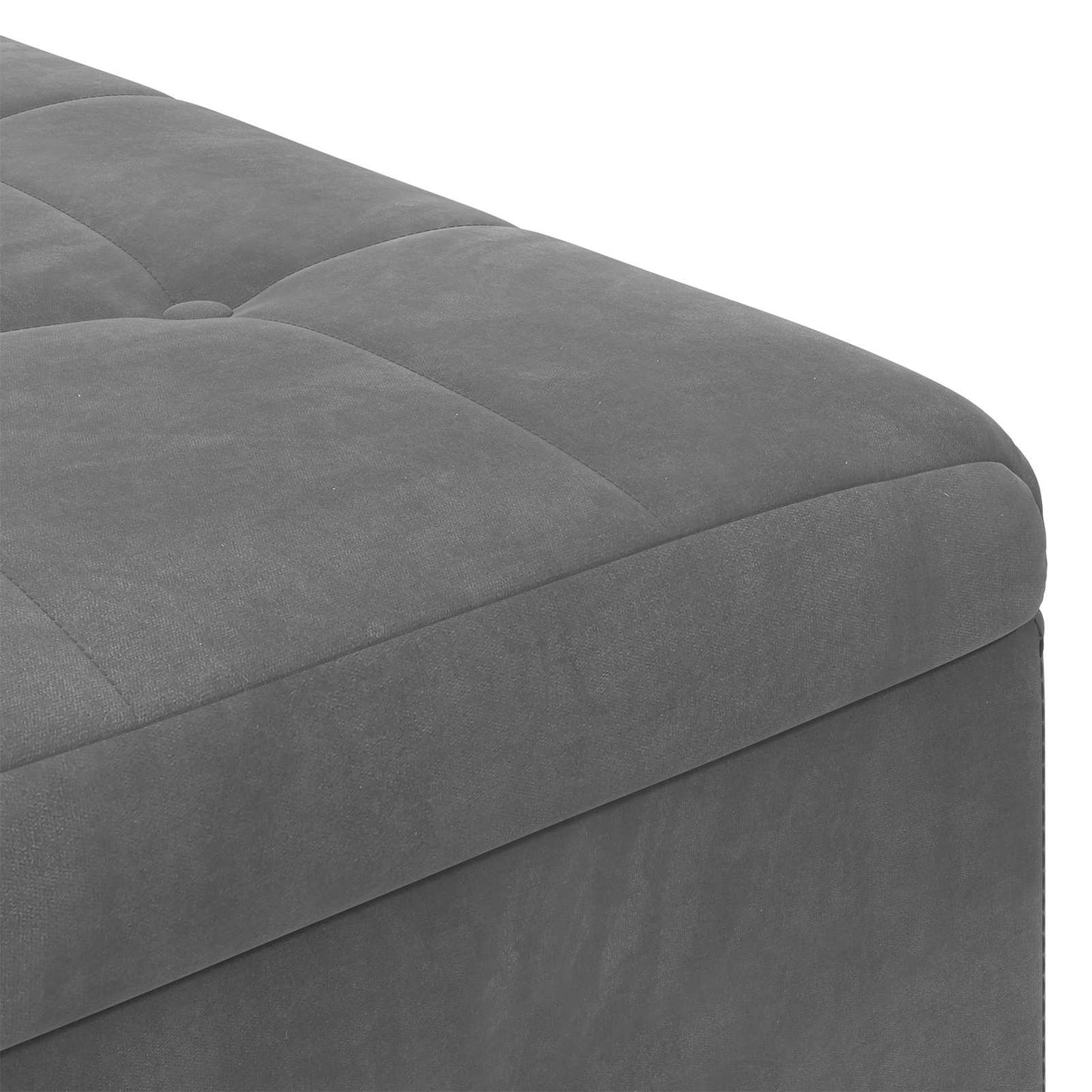 Pouf contenitore Grigio scuro 80 x 80 x 45 cm Velluto | homemem39