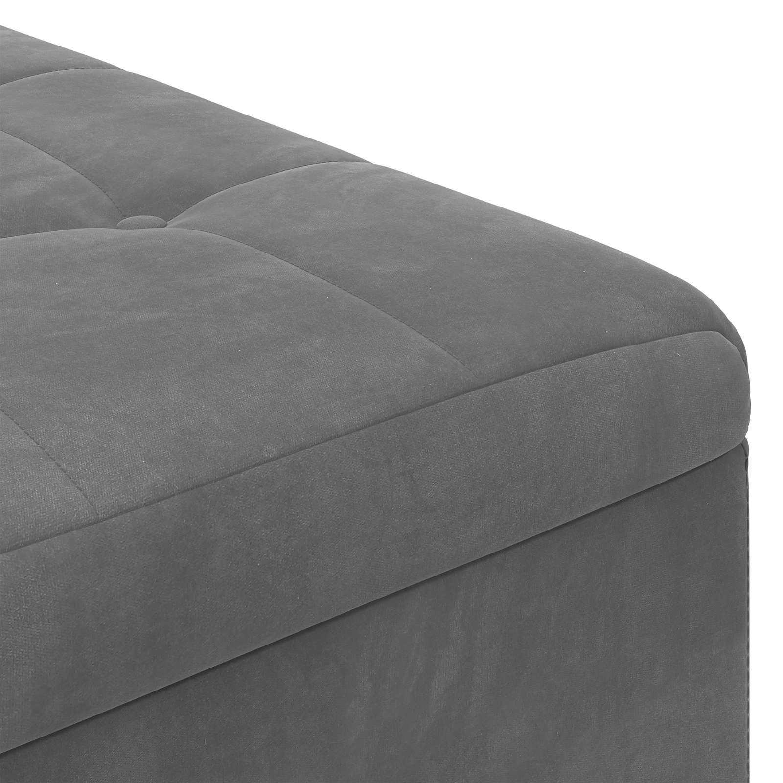 Pouf contenitore Grigio scuro 80 x 80 x 45 cm Velluto | homemem39