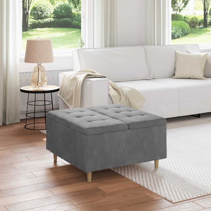 Pouf contenitore Grigio scuro 80 x 80 x 45 cm Velluto | homemem39